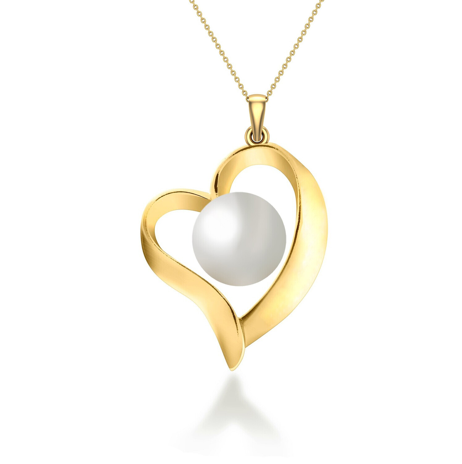 Elegant 925 sterling silver pendant with natural pearl "Golden Love"