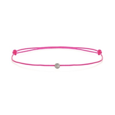 Pink string bracelet with 0.02ct diamond