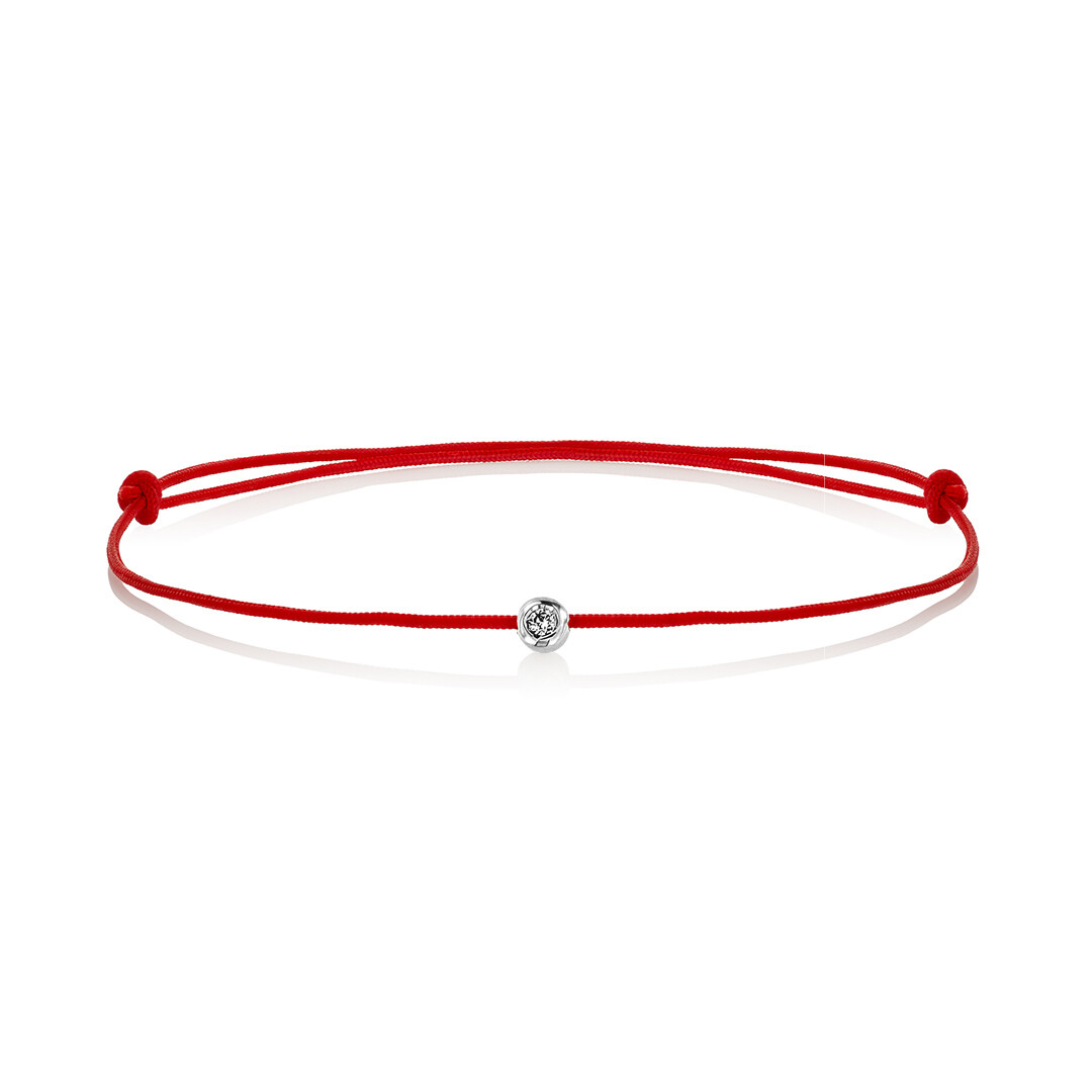 Red string bracelet with 0.03ct diamond, AU585