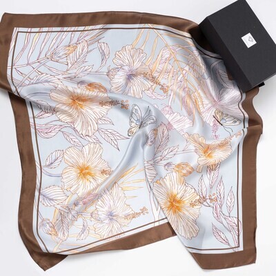 100% silk scarf "Hibiscus"