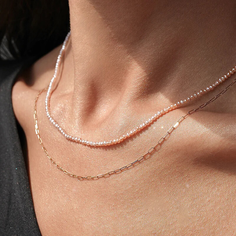 Natural pink pearl necklace "Ellie"