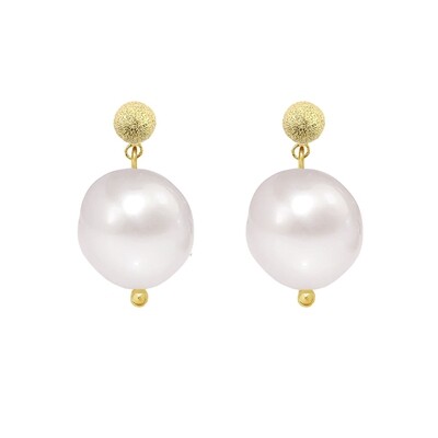 Gold plated earrings with natural pearls "Luna"