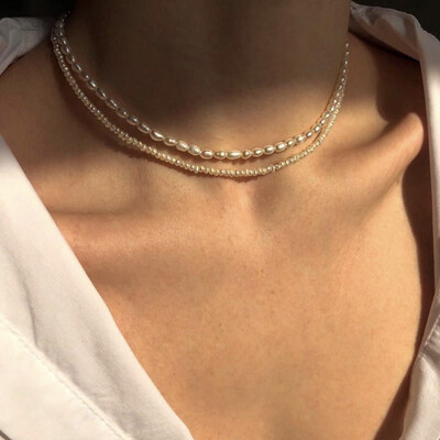 Natural pearl necklace, 3mm