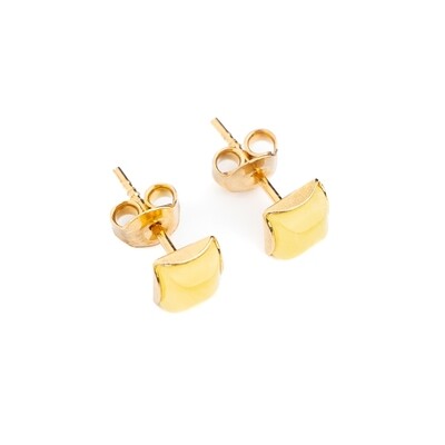 Sterling silver gold plated earrings with natural amber "Vibia"