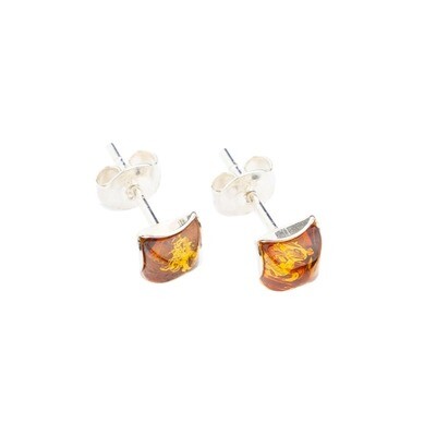 Sterling silver earrings with natural amber "Vera"