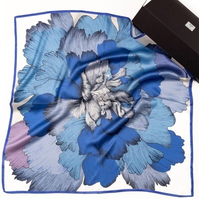100% silk scarf "Blue flax"