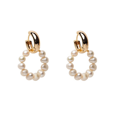 Gold plated earrings with natural pearls "Emma"