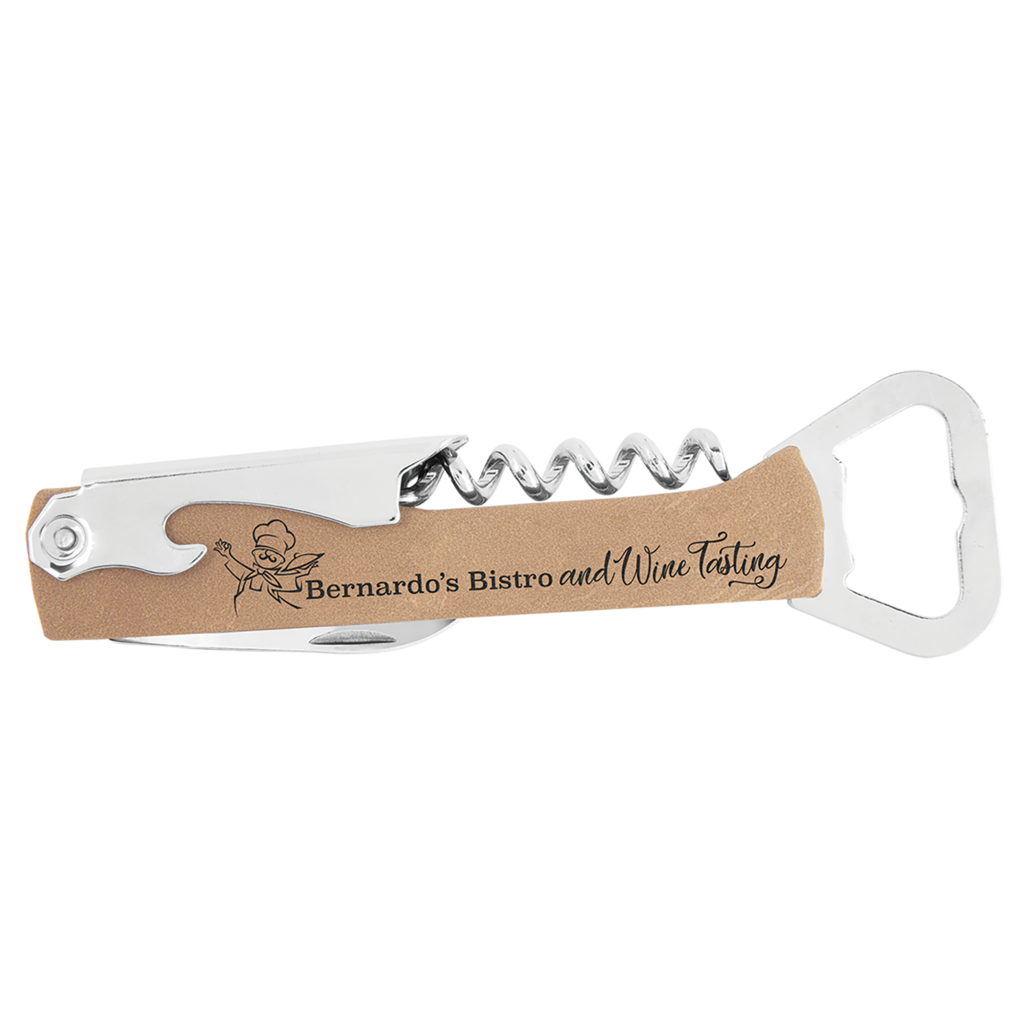 Leatherette Corkscrew/Bottle Opener Combo Tool.