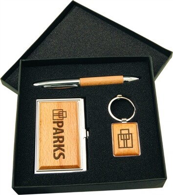 Maple Wood Pen/Business Card/Key Chain Set