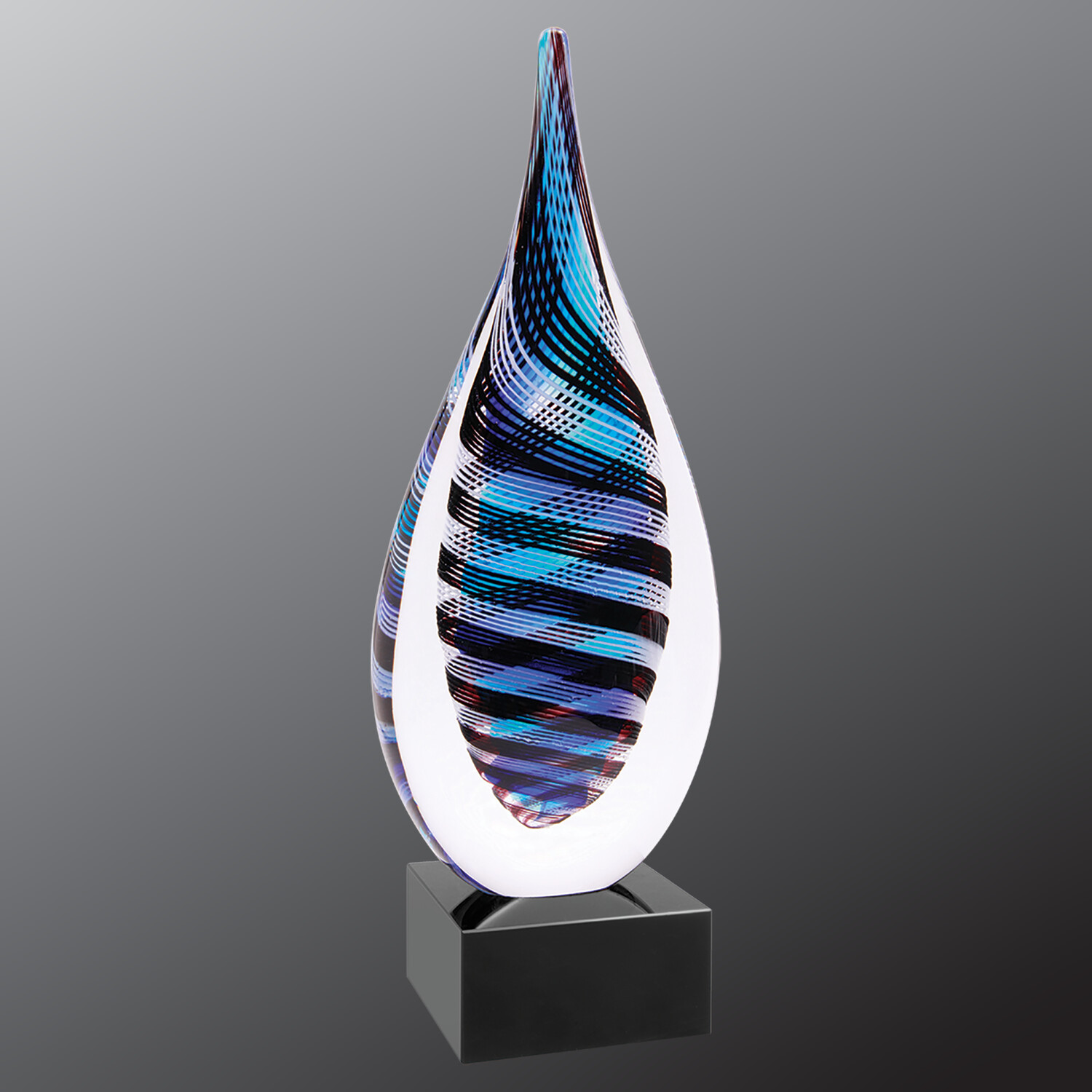 12&quot; Blue, White &amp; Black Twisted Rain Drop