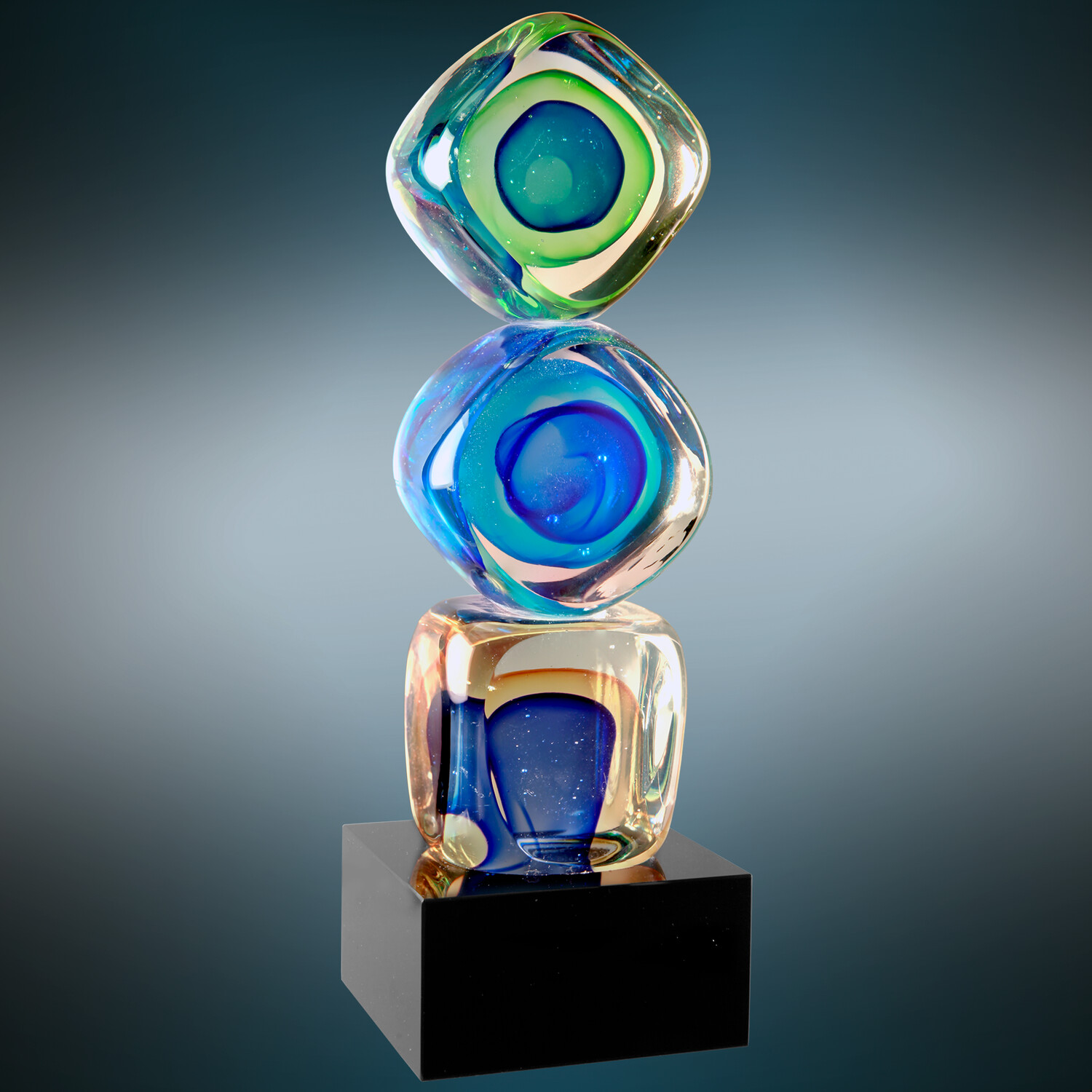 9 1/4&quot; Stacked Blocks Art Glass