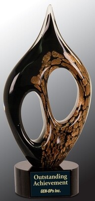10 1/4&quot; Black and Gold Coral Art Glass