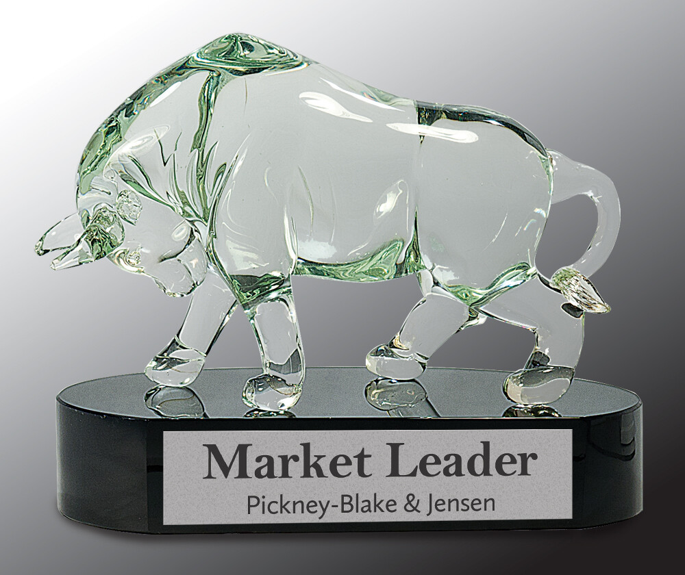 7 1/2&quot; Clear Bull Art Glass
