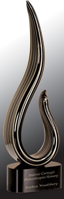 15&quot; Black and Gold Curved Art Glass