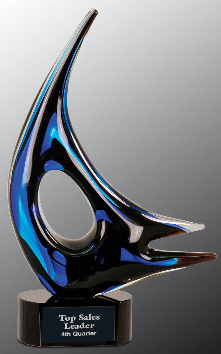 14 1/4&quot; Blue Sail Art Glass