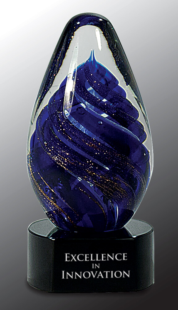 6 1/2&quot; Blue Teardrop Art Glass