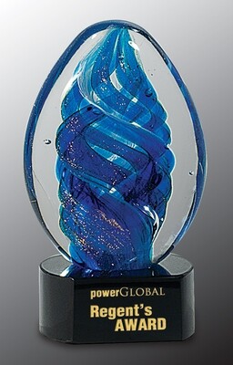 6 &quot; Blue Oval Swirl Art Glass