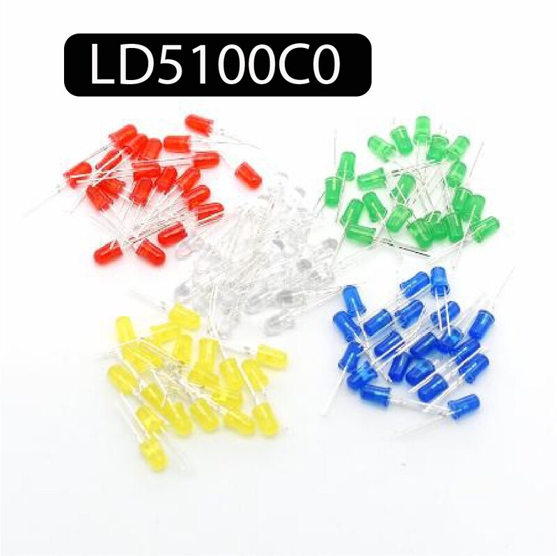 Lot de 25 LED 5 mm - Blanc - Rouge - Bleu - Vert - Jaune