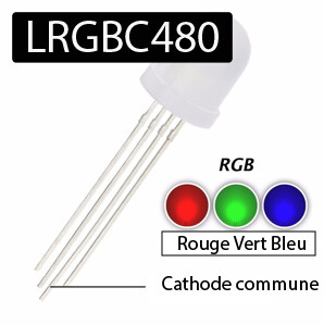 Lot de 5 LED 8mm RGB Cathode commune (Rouge, Vert, Bleu) tricolore 4Pin
