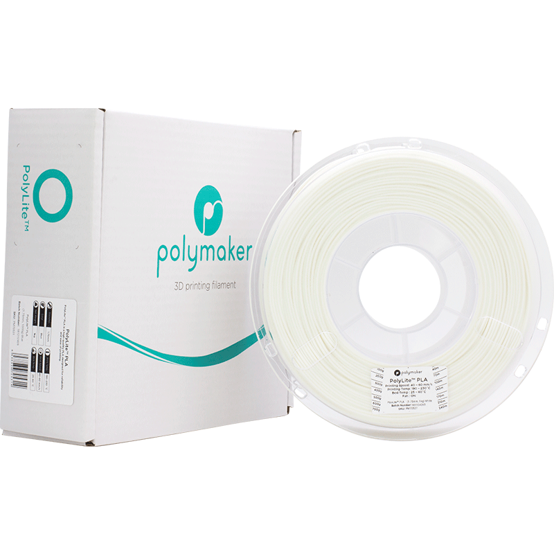 Polymaker PolyLite PLA (1.75mm, 1000g) blanc haute résistance mécanique