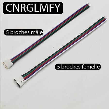 Paire de connecteurs mâle femelle pour bande LED SMD 5050 3528 RGB RGBW led 5 broches bornes de connexion d&#39;éclairage couleur blanc