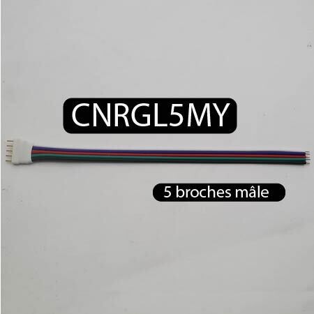 Connecteur mâle 5 broches pour contrôleur bande LED RGB RGBW 5050 3528 SMD blanc