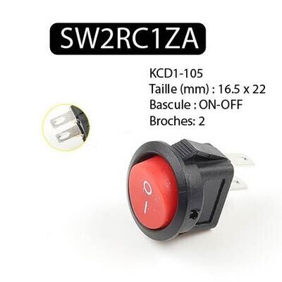 Interrupteur à bascule rond KCD1-105 rouge