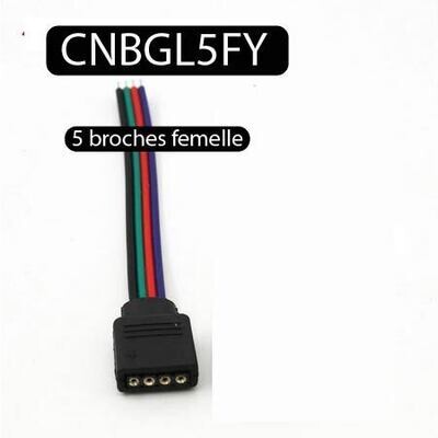 Connecteur femelle 5 broches pour contrôleur bande LED RGB RGBW 5050 3528 SMD noir