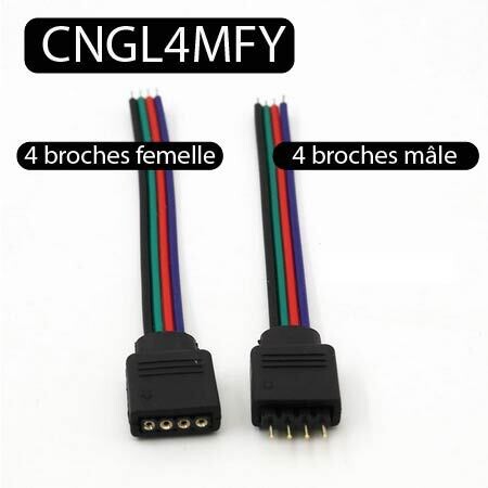 Paire de connecteurs mâle femelle pour bande LED SMD 5050 3528 RGB RGBW led 4 broches bornes de connexion d&#39;éclairage couleur noir