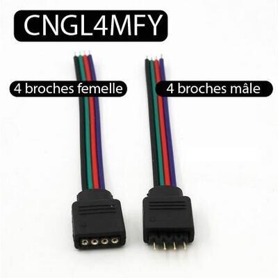 Paire de connecteurs mâle femelle pour bande LED SMD 5050 3528 RGB RGBW led 4 broches bornes de connexion d'éclairage couleur noir
