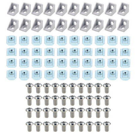 Jeu de connecteurs pour profilé aluminium 4040 1 pièces support d&#39;angle 4040 + 2 écrous à bride hexagonales M8 +  2 pièces M8 x 16mm vis à boulon en T