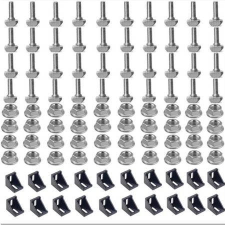 Jeu de connecteurs pour profilé aluminium 4040 1 pièces support d&#39;angle 4040 + 2 écrous à bride hexagonales M8 +  2 pièces M8 x 16mm vis à boulon en T couleur noir