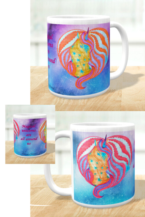 Hrnek s jednorožcem Heart "Magical unicorns are all around us" - design 2 v 1