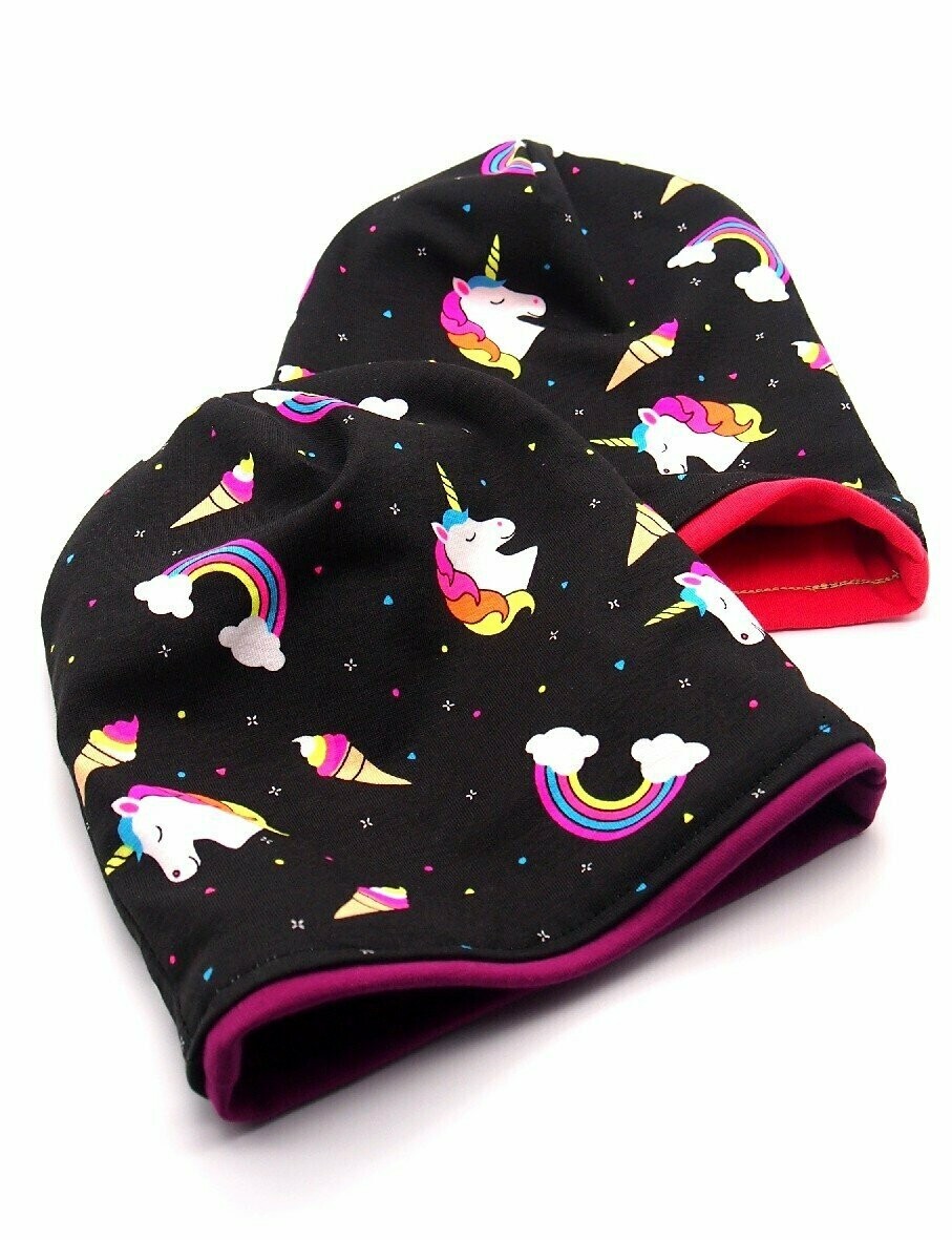 Čepice/beanie pro děti Jednorožec 42-45 fialová
