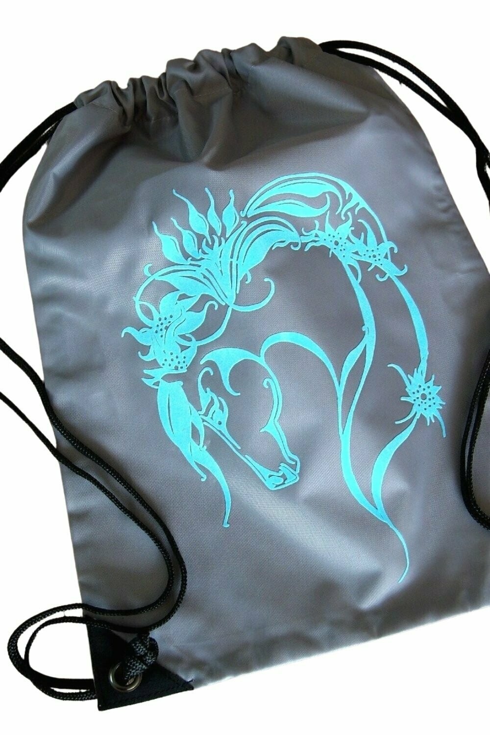 Gymsack /obal na helmu s koněm "Rainbow" - šedá
