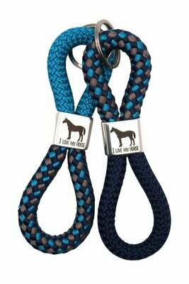 Klíčenka pro milovníky koní - I love my horse - šedomodrý mix/tmavě modrá - v dárkovém balení