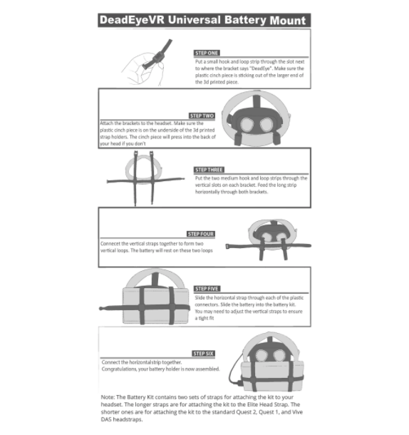 UNIVERSAL BATTERY MOUNT KIT WITH USB C CABLE - BATTERY HOLDERS THAT FIT ANY USB POWER BANK FOR THE OCULUS QUEST