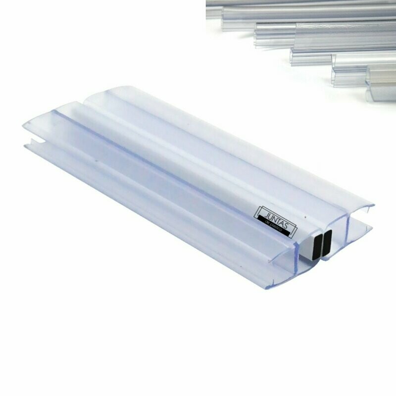 Juego de juntas imantadas 180º PVC, Vidrio de  8 mm, Largo: 2200 mm