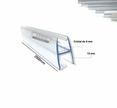 Junta para cerramiento en forma de (H), cristal de 8 mm, longitud: 2500 mm
