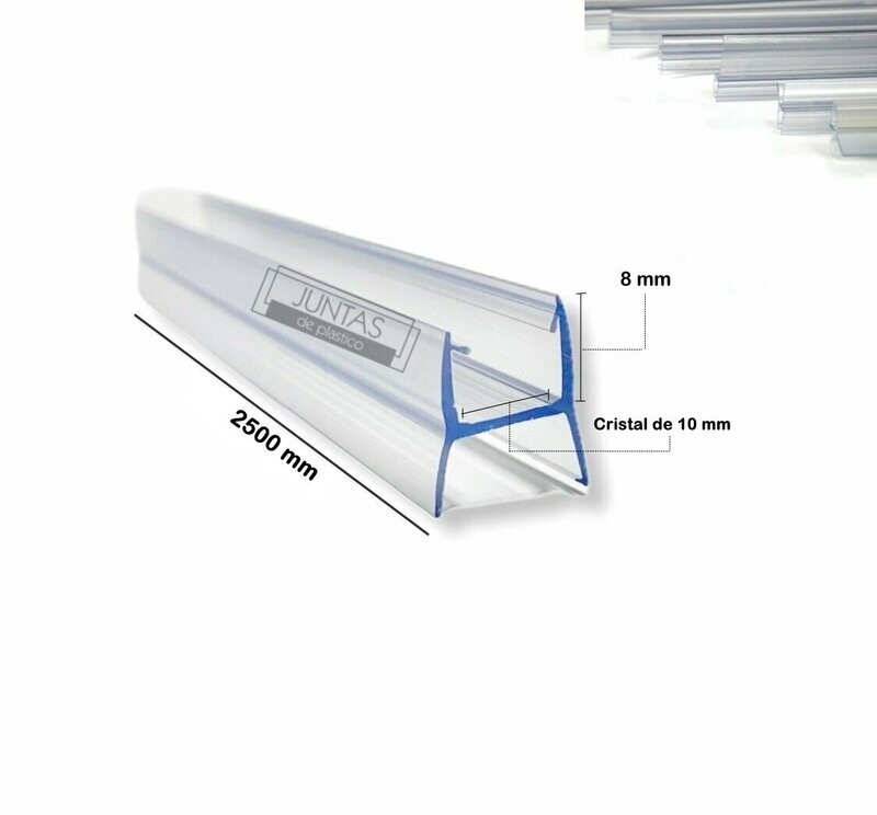 Junta para cerramiento en forma de (H), cristal de 10 mm, Largo: 2500 mm
