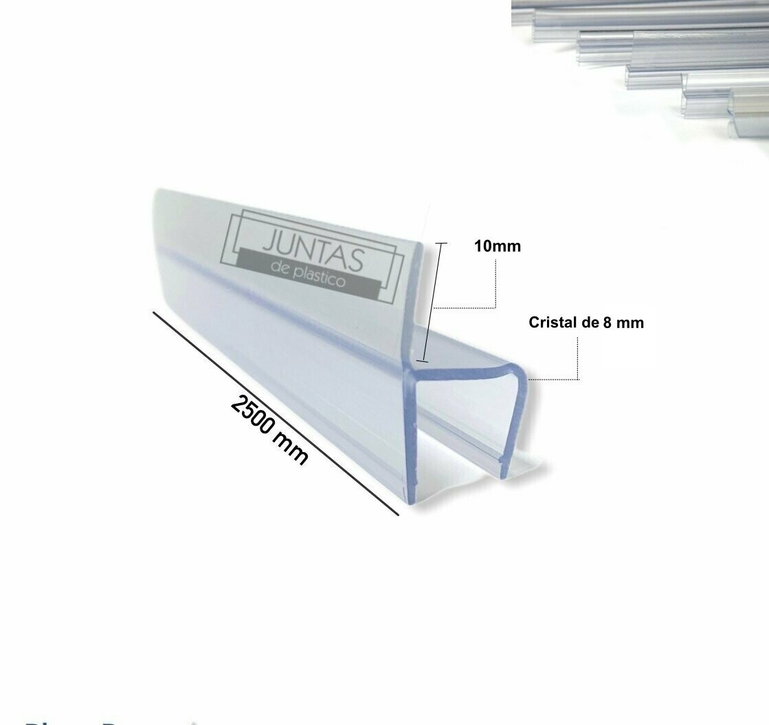Junta para cerramiento en forma de (h), cristal de 8 mm, Largo: 2500 mm Junta para cerramiento en forma de (h), cristal de 8 mm, Largo: 2500 mm
