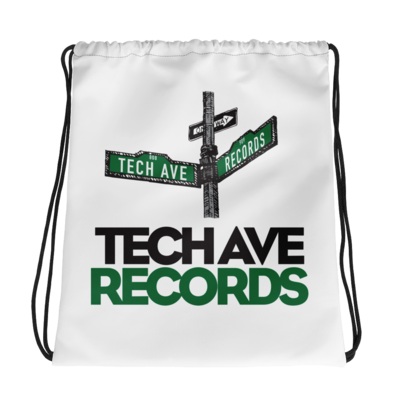 White Drawstring bag - TAR Black and Green Logo
