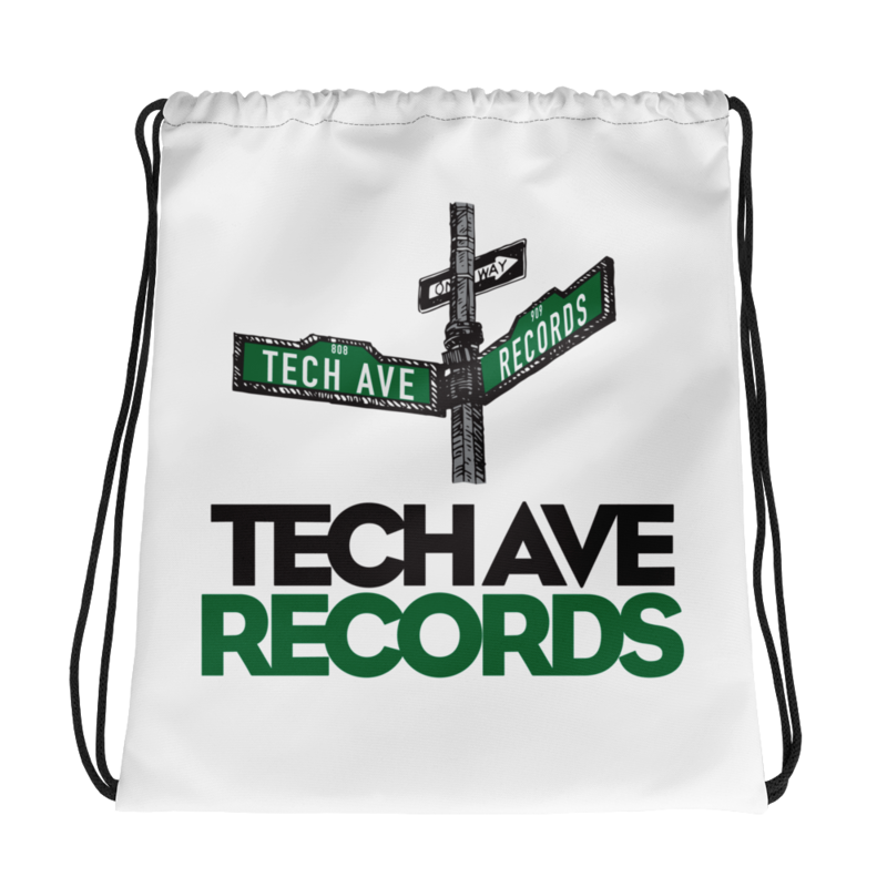 White Drawstring bag - TAR Black and Green Logo