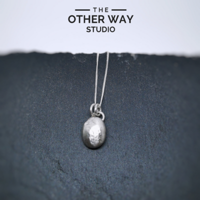 Handmade Silver Pebble Pendant - Recycled Silver