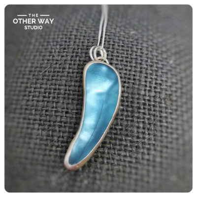 Silver & Sea Glass Pendant & Necklace -  Aqua