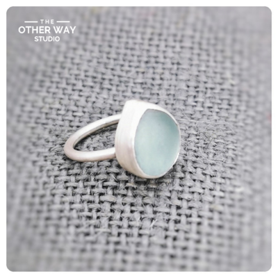 Handmade Silver & Sea Glass Ring 
"Looking At The Horizon"