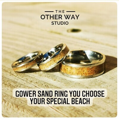 Gower Beaches Sand & Steel Ring Ring 4, 6 & 8mm