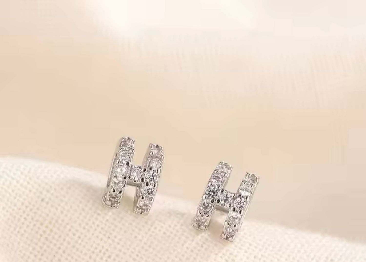H earrings for Women Silver