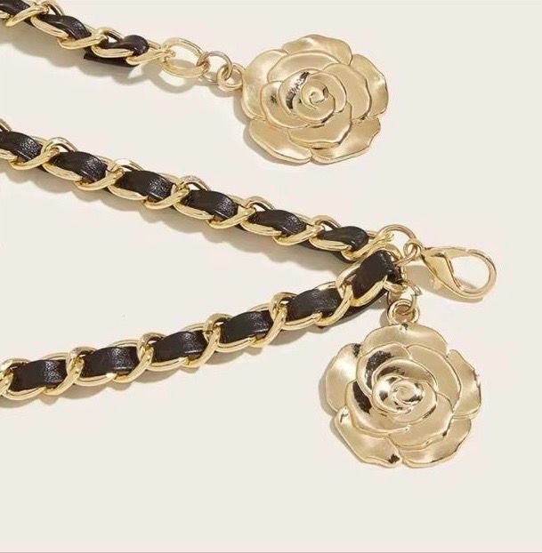 Camellia Metal Chain Waist Belt