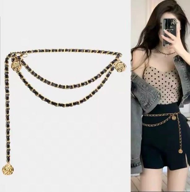 Camellia Metal Chain Waist Belt